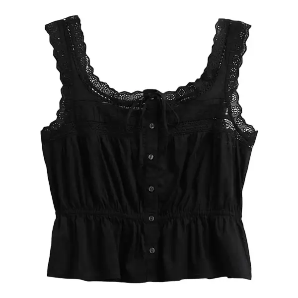 Lace-Trim Peplum Crop Top