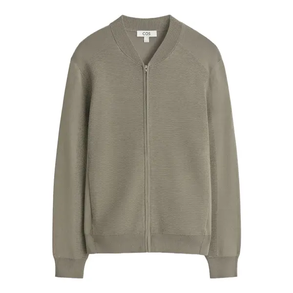 Textured Knitted Bomber Jacket