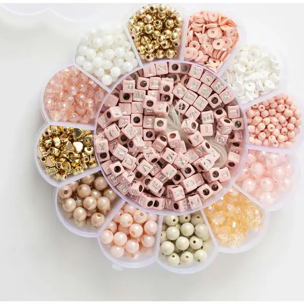 Blush Pink Metallic Block Letter and Polymer Heishi Bead Kit Box