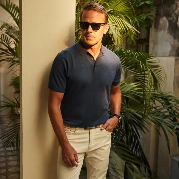 Toscano Linen Blend Polo Top