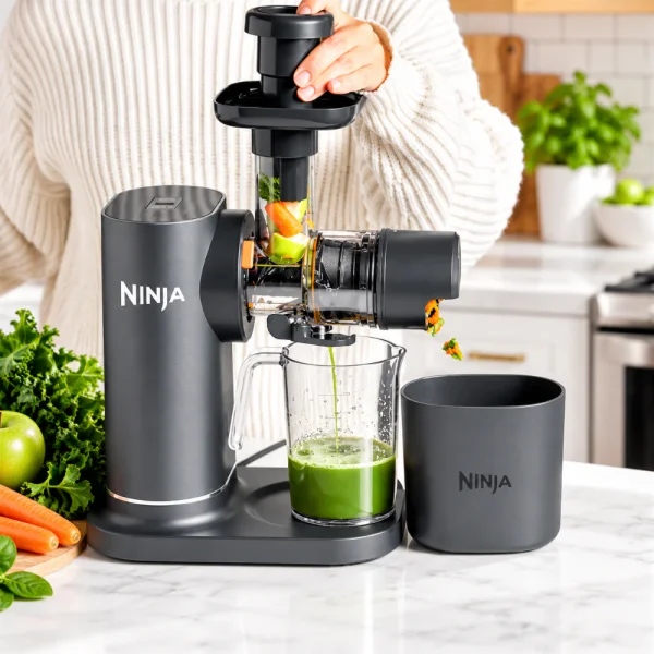 NINJA NeverClog 24oz Cold Press Juicer, Powerful Slow Juicer, Easy to Clean XL Pulp Container with Total Pulp Control in Black JC151 - The Home Depot