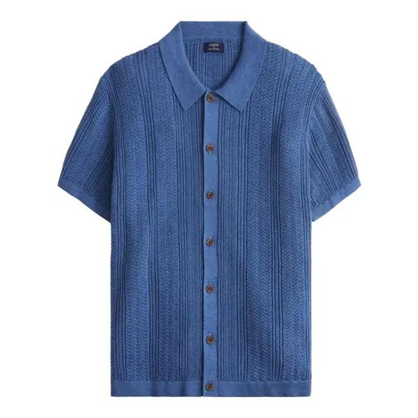 Cable Button-Front Sweater-Polo