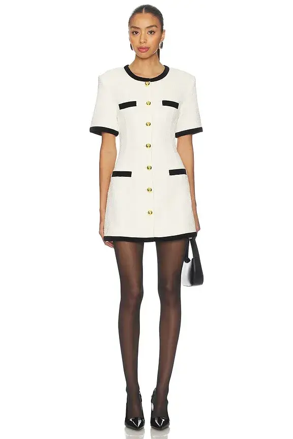 Maude Club Taylor Seersucker Dress in Textured Ivory | REVOLVE