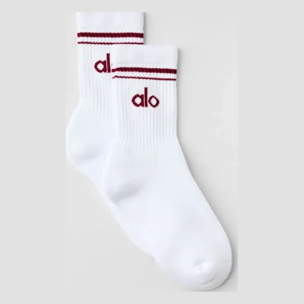 Unisex Half-Crew Throwback Sock - White/Summer Romance Red