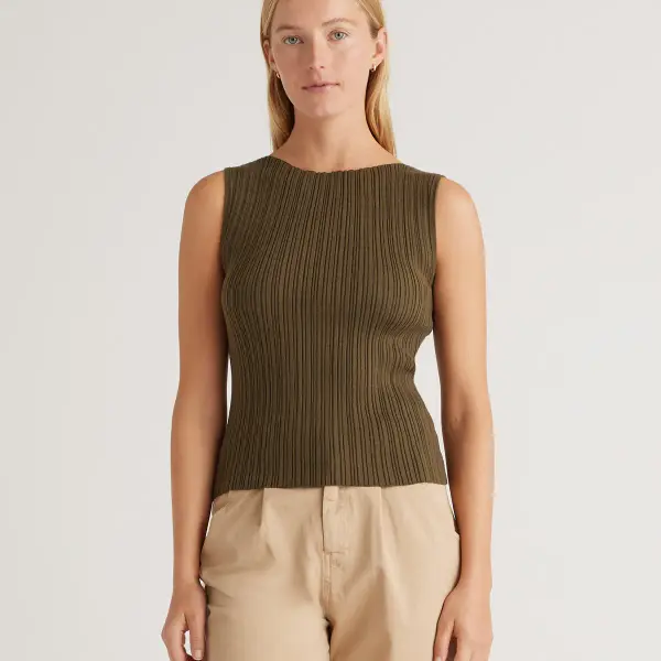 Cotton Cashmere Ribbed Tank Top