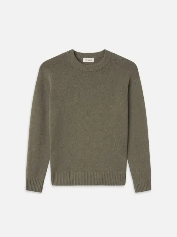Cashmere Crewneck Sweater -- Smoky Green