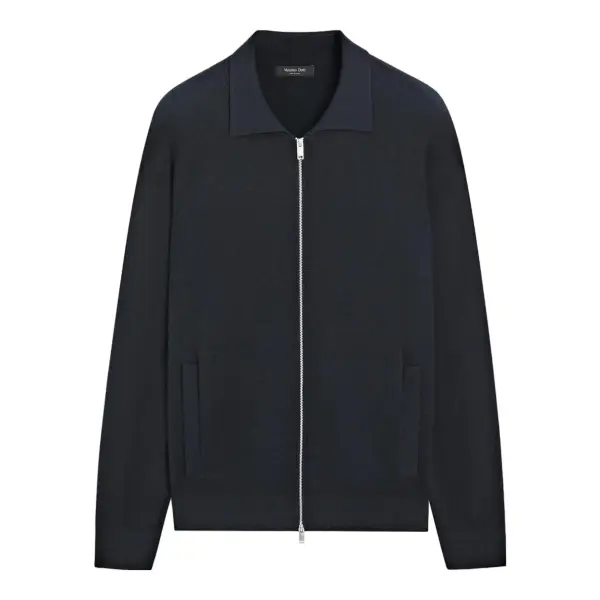 Cotton Blend Zip-Up Knit Cardigan