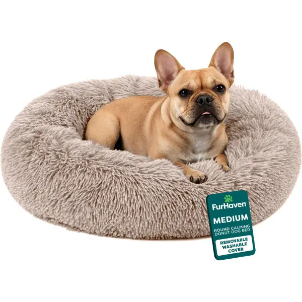 Calming Cuddler Long Fur Donut Bolster Dog Bed