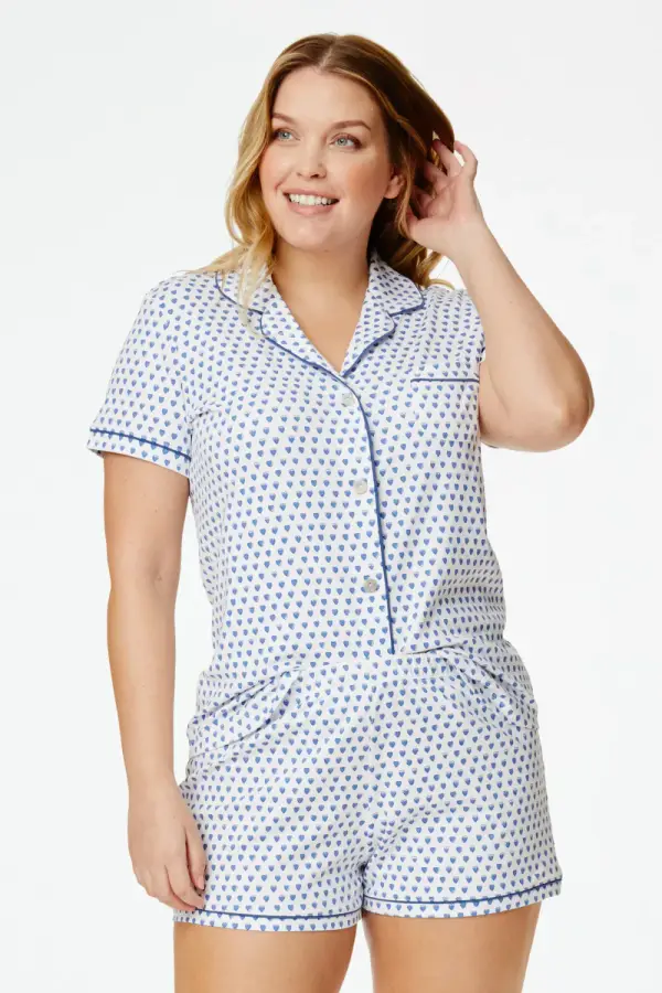 Hearts Polo Pajamas Set