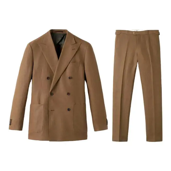 The Double Breasted Irish Linen Carmine Suit