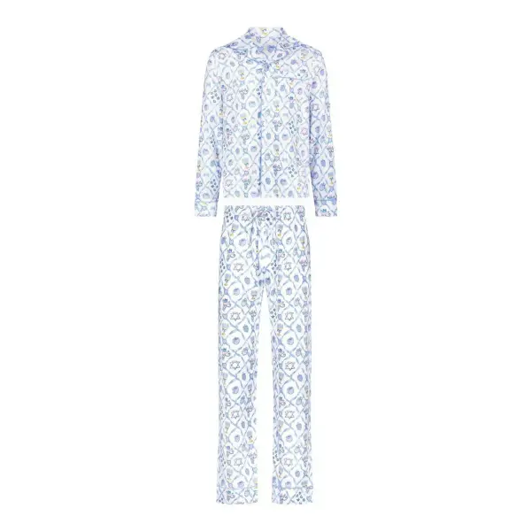 LoveShackFancy x Roller Rabbit Mens Starry Nights Lattice Long Sleeve Pajamas
