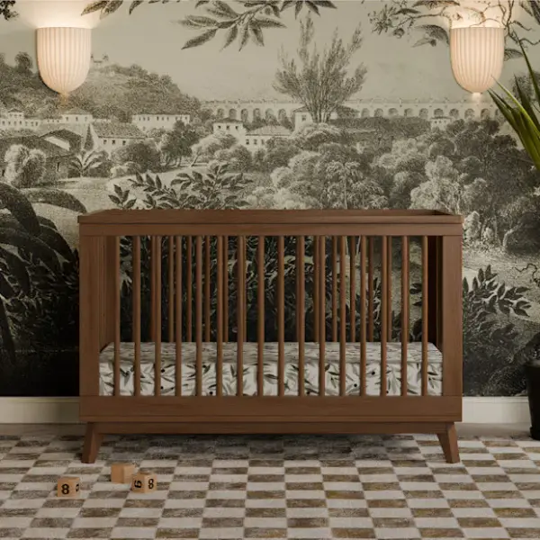 babyletto Scoot 3-in-1 Convertible Crib with Toddler Bed Conversion Kit - Natural Walnut