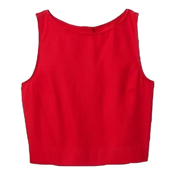Linen-Blend Crop Shell Tank Top