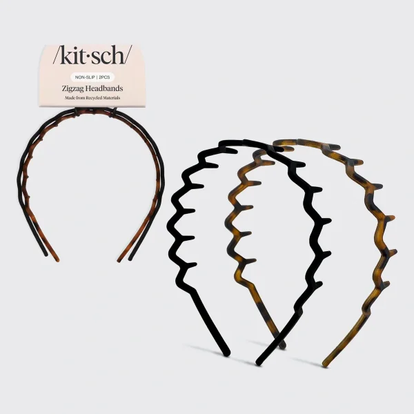 Zig Zag Headband 2pc- Black & Tort