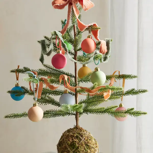 Moss Ball Mini Faux Fir Tree