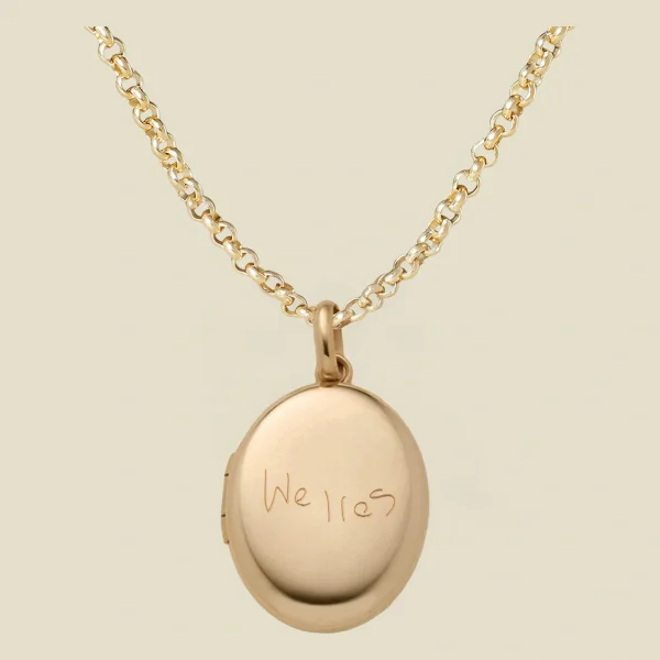 Engraved Handwriting Rolo Mini Locket Necklace