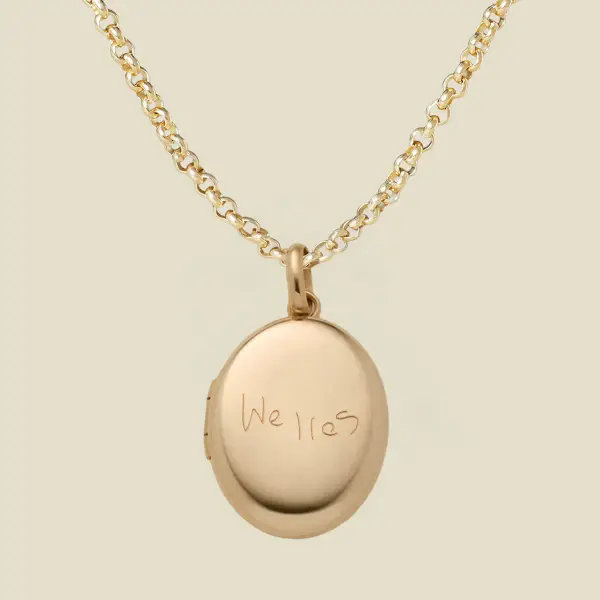 Engraved Handwriting Rolo Mini Locket Necklace