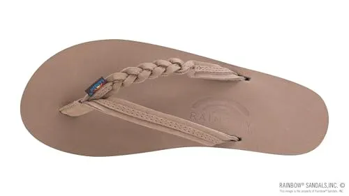 Rainbow Sandals Women’s Flirty Braidy Premier Leather w/Single Braided Strap, Dark Brown, Ladies Small / 5.5-6.5 B(M) US
