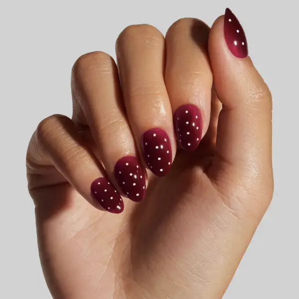 Berry Polka Dot Nail Art