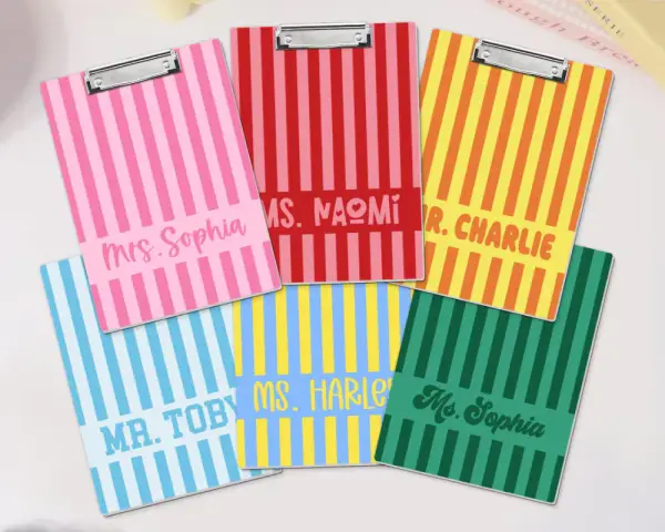 Custom Name Teacher Clipboard, Personalized Teacher Appreciation Gifts, Stripe Teacher Acrylic Paper Clipboard, End Of School Teacher Gifts