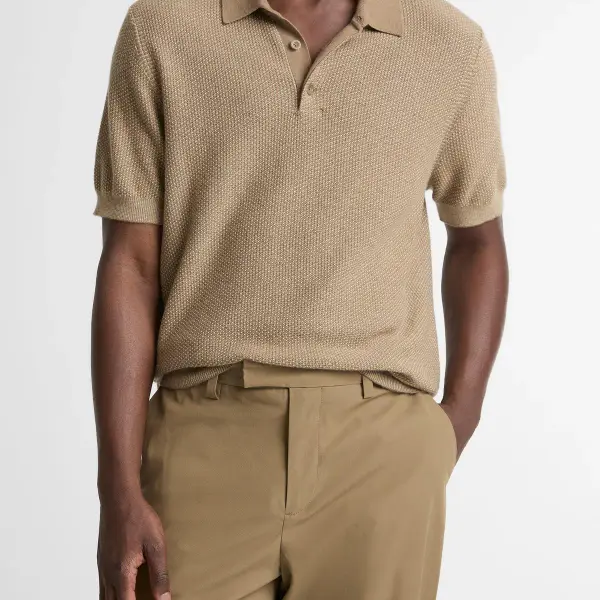 Geo-Jacquard Wool-Blend Blend Polo Sweater