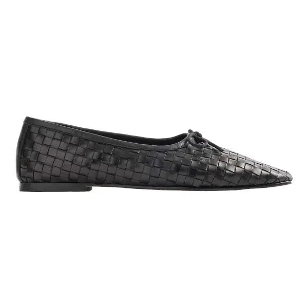 Italian Leather Handwoven Square Toe Ballet Flat