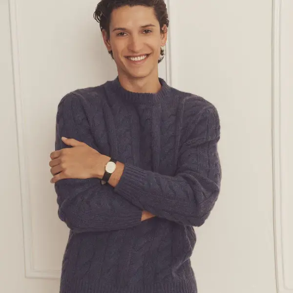 Super Luxe Cashmere Cable Crewneck