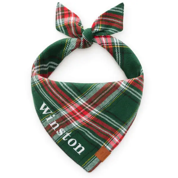 Holly Jolly Plaid Flannel Dog Bandana