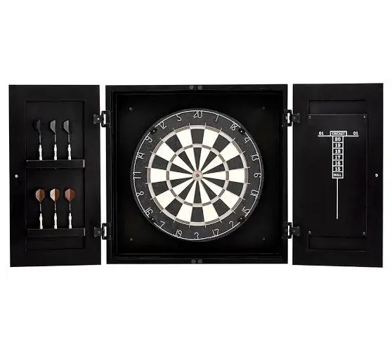 Dartboard Wood Cabinet Game Set - Black