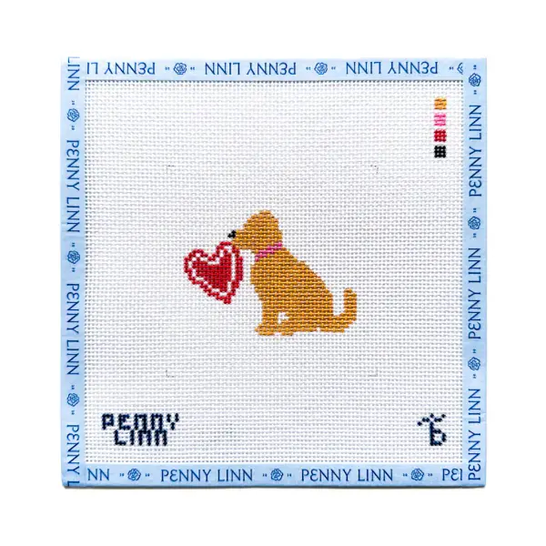 Golden Retriever Valentines Day Needlepoint Canvas