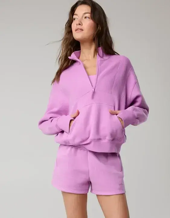 OFFLINE By Aerie Cloud Fleece Seamed Quarter Zip Sweatshirt