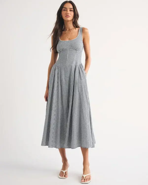 Women's Linen-Blend A&F Bra-Free Dylan Midi Dress | Women's Dresses & Jumpsuits | Abercrombie.com