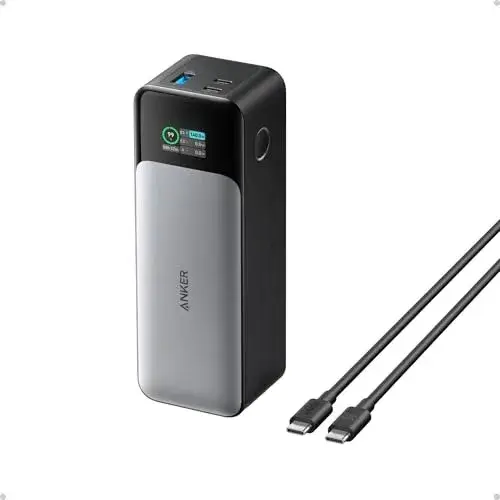 ANKER 737 Power Bank, 140W Max 3-Port Laptop Portable Charger, 24,000mAh, Smart Display, Compatible with iPhone 16/15 / 14 Series, Vision Pro, Samsung, MacBook, and More