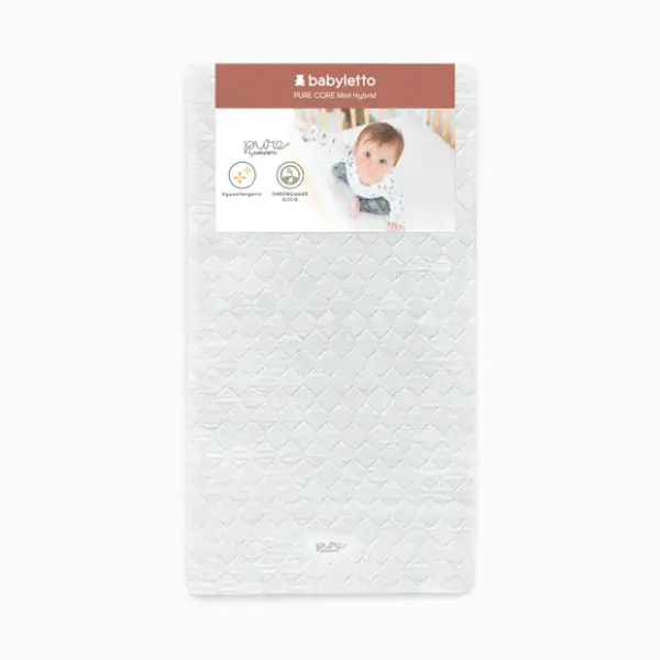 babyletto Mini Crib Size Pure Core Mattress with Hybrid Waterproof Cover