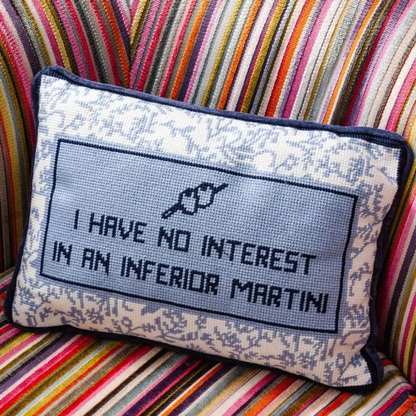 Inferior Martini Needlepoint Pillow
