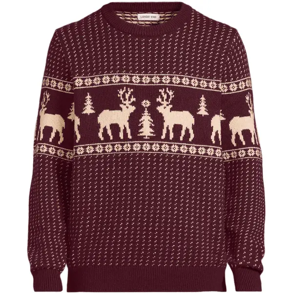 Mens Long Sleeve Holiday Birdseye Crewneck Sweater