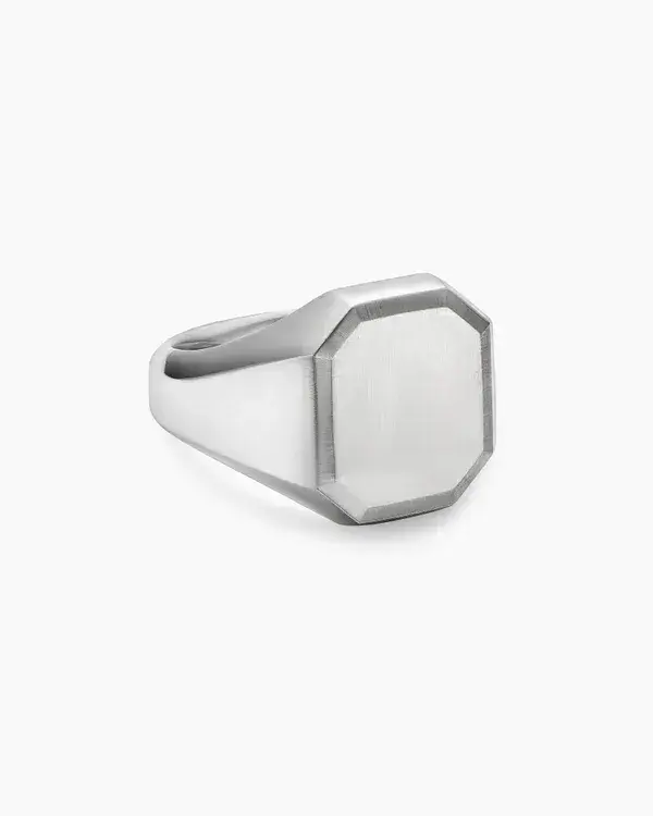 Streamline® Signet Ring in Sterling Silver with Black Diamonds, 18mm