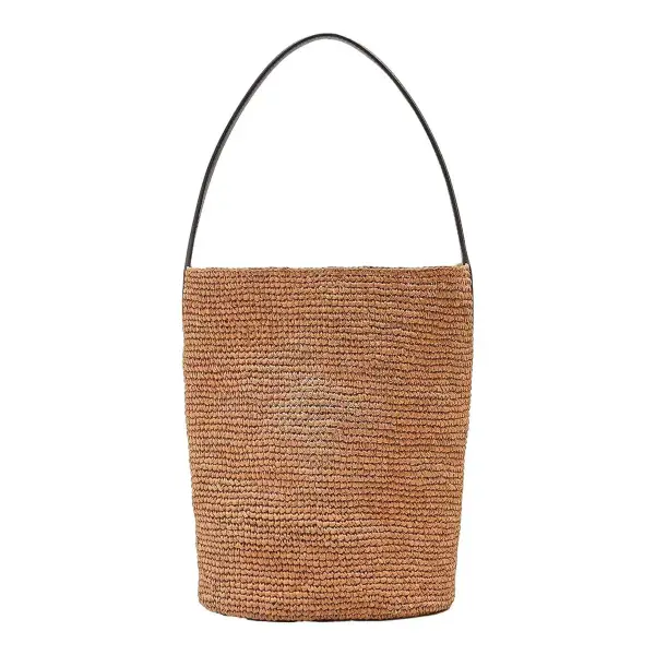 Berkeley Handknotted Bucket Bag in Raffia