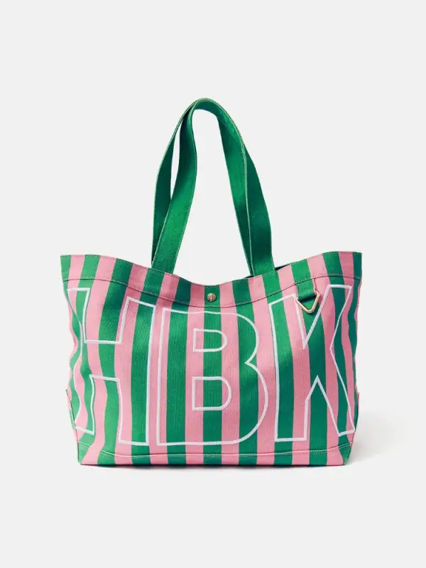 Striped Custom Alpha Tote - Grove