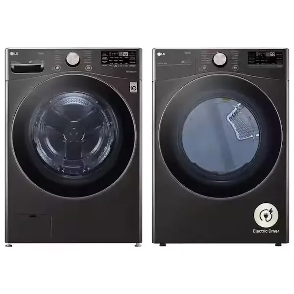 LG 4.5 Cu. Ft. SMART Front Load Washer and 7.4 Cu. Ft. Electric Dryer in Black Steel set - The Home Depot