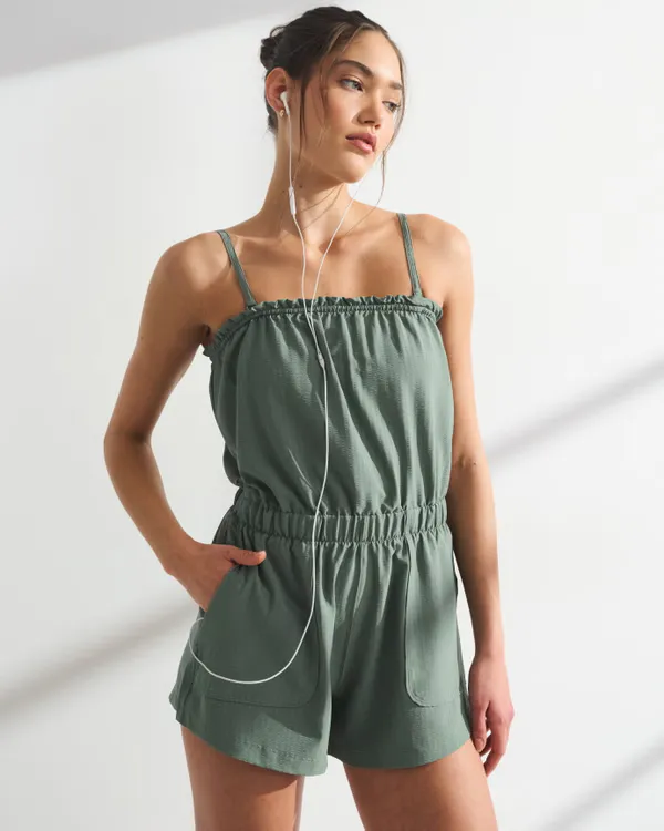 Women's YPB On The Go Seersucker Romper | Women's Active | Abercrombie.com