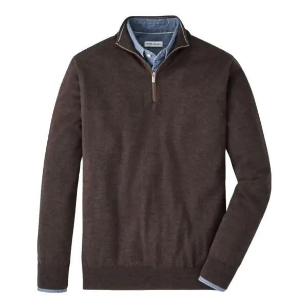 Autumn Crest Suede Trim Quarter-Zip Top