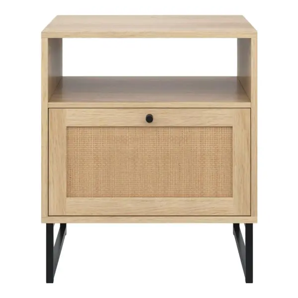 Rattan & Wood Storage Nightstand