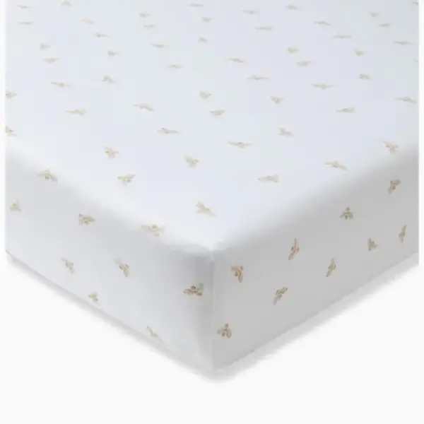 Burt's Bees Baby Organic Cotton Jersey Fitted Crib Sheet - Tan Bee, 1