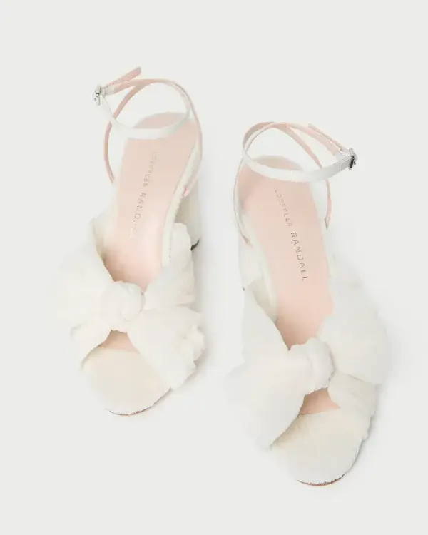 Camellia Pearl Pleated Bow Heel