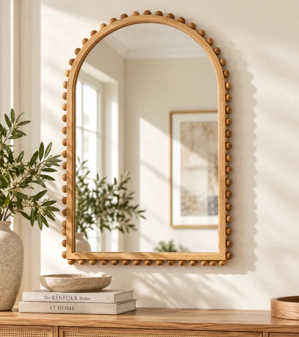 Kate and Laurel Beadbrook Rustic Brown 20 in. W x 30 in. H Farmhouse Arch Wood Framed Mirror 231629 - The Home Depot