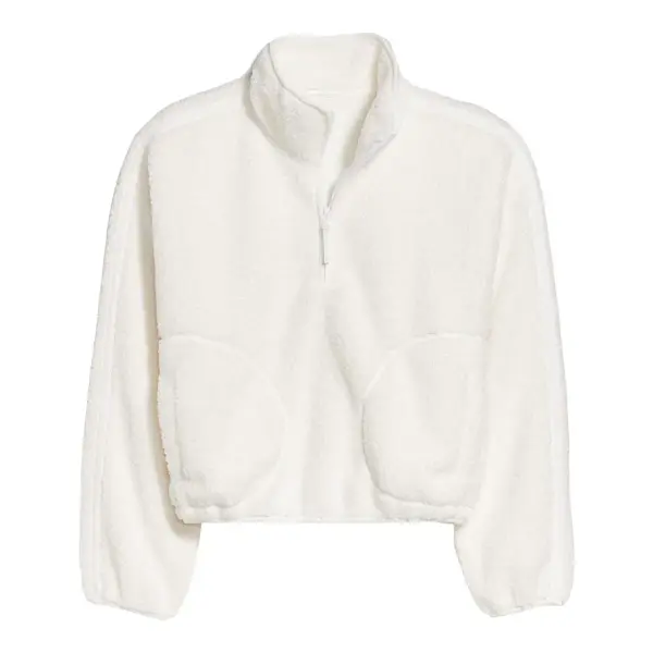 Loose Sherpa Quarter-Zip Pullover