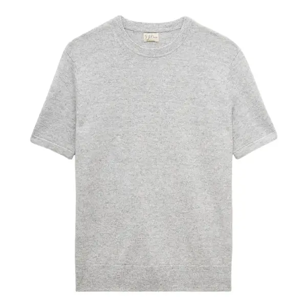 Short-Sleeve Cashmere-Linen Blend Sweater