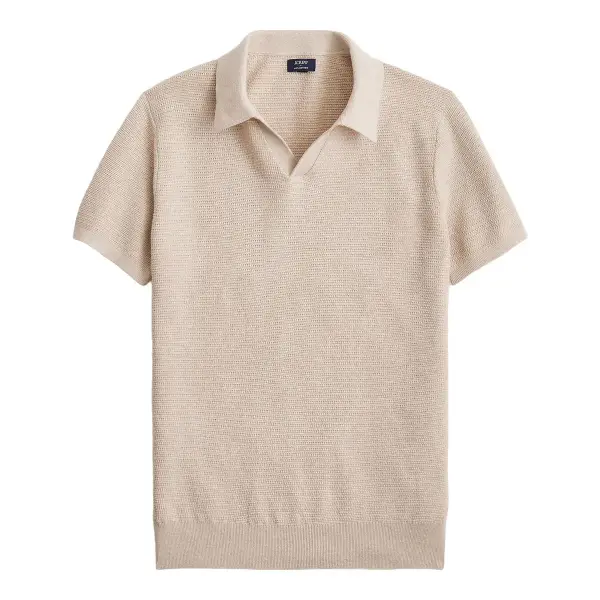 Textured Johnny-Collar Sweater-Polo