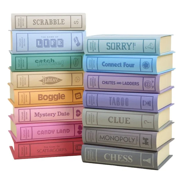 Vintage Bookshelf Board Game Collection - Set of 15